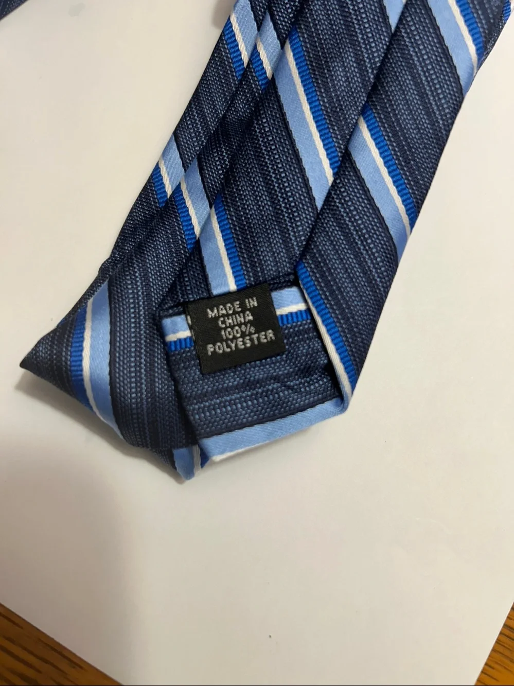 Bespoke New York Men’s Tie Blue & White Stripes 100% Polyester